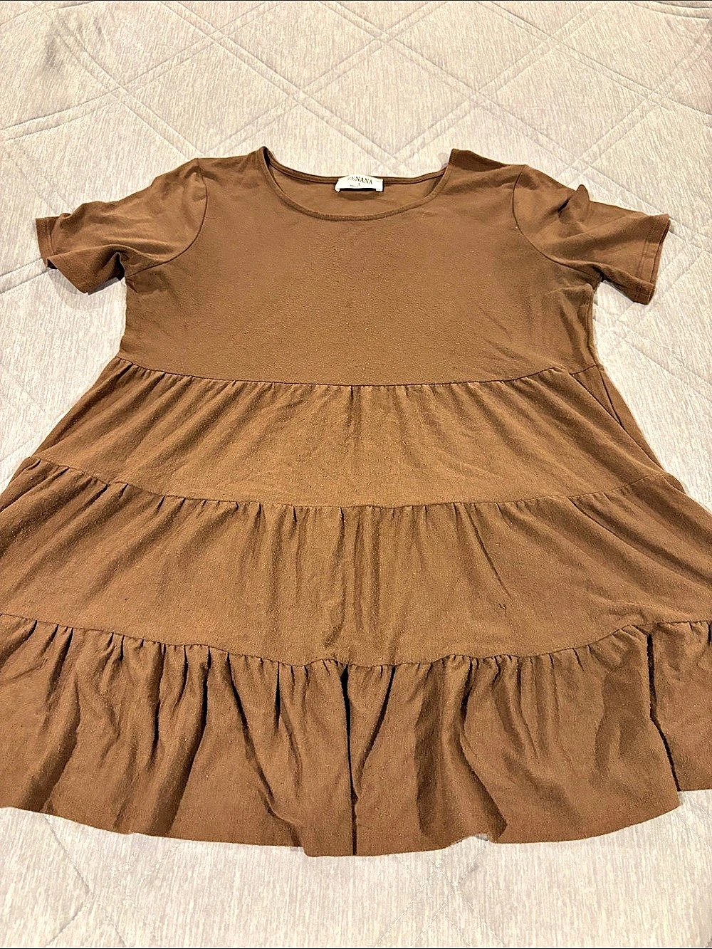 Zenana Premium Tiered Ruffle Short Sleeve T-Shirt in Brown